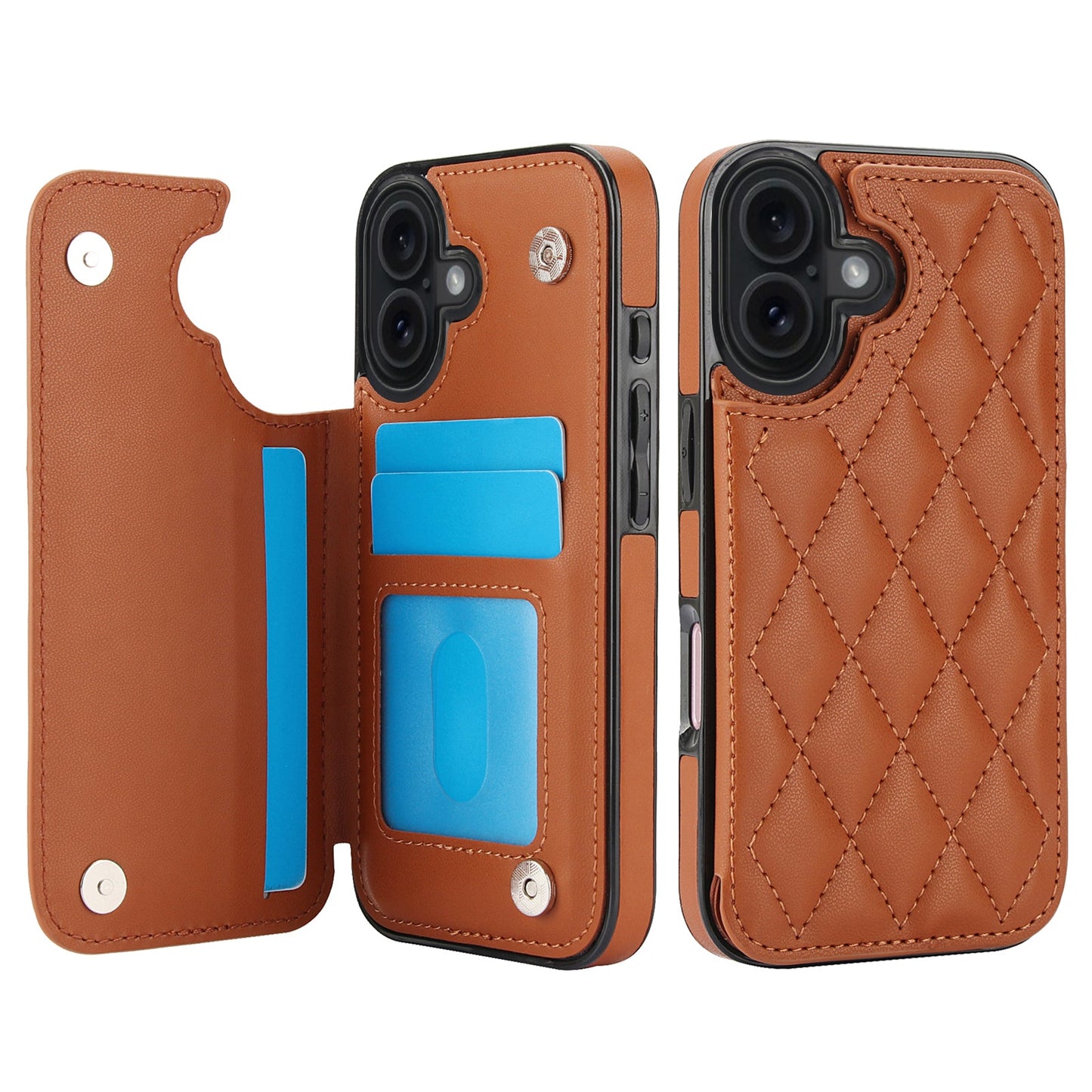 RFID Blocking Quilted Leather Wallet Case for iPhone 16