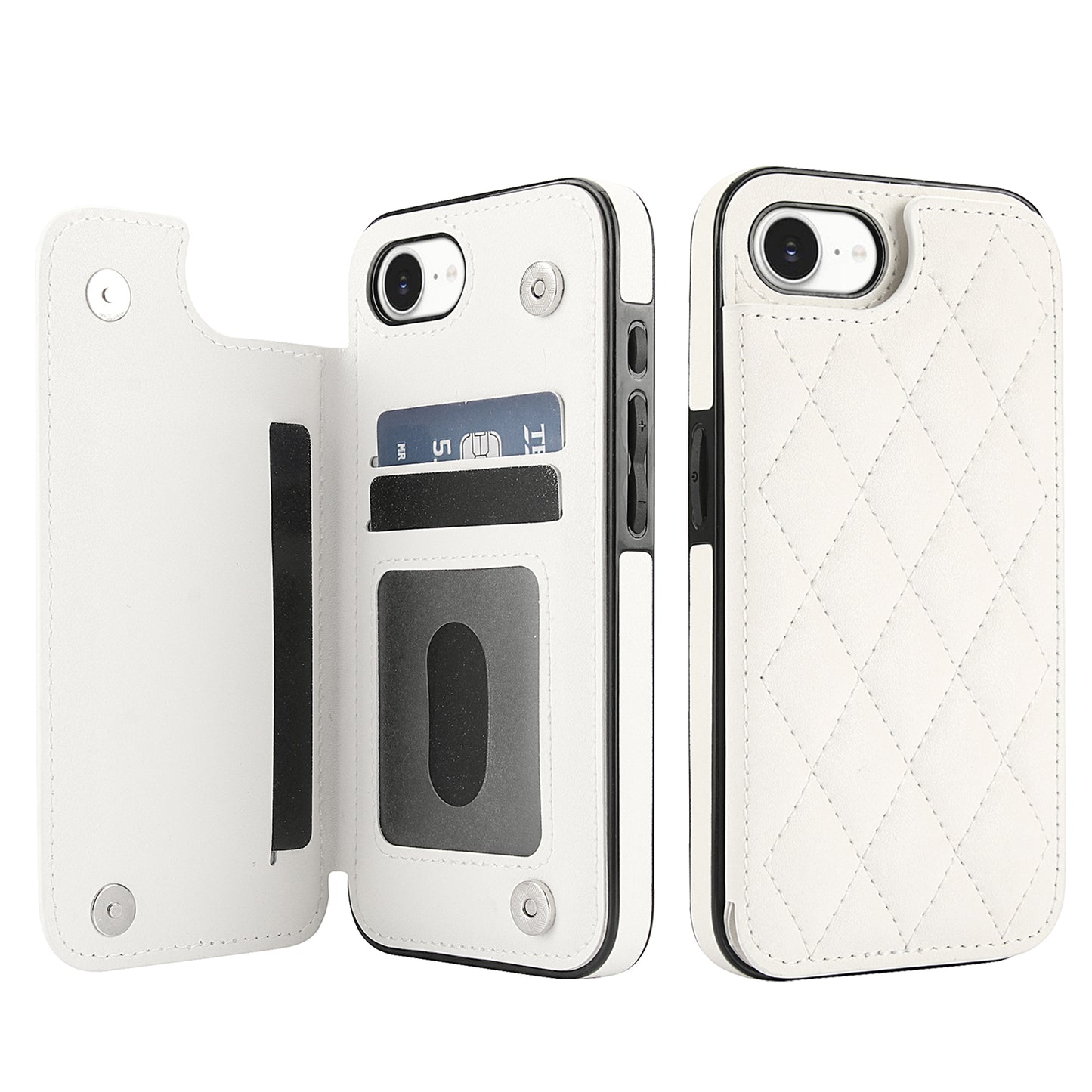 RFID Blocking Quilted Leather Wallet Case for iPhone 16e