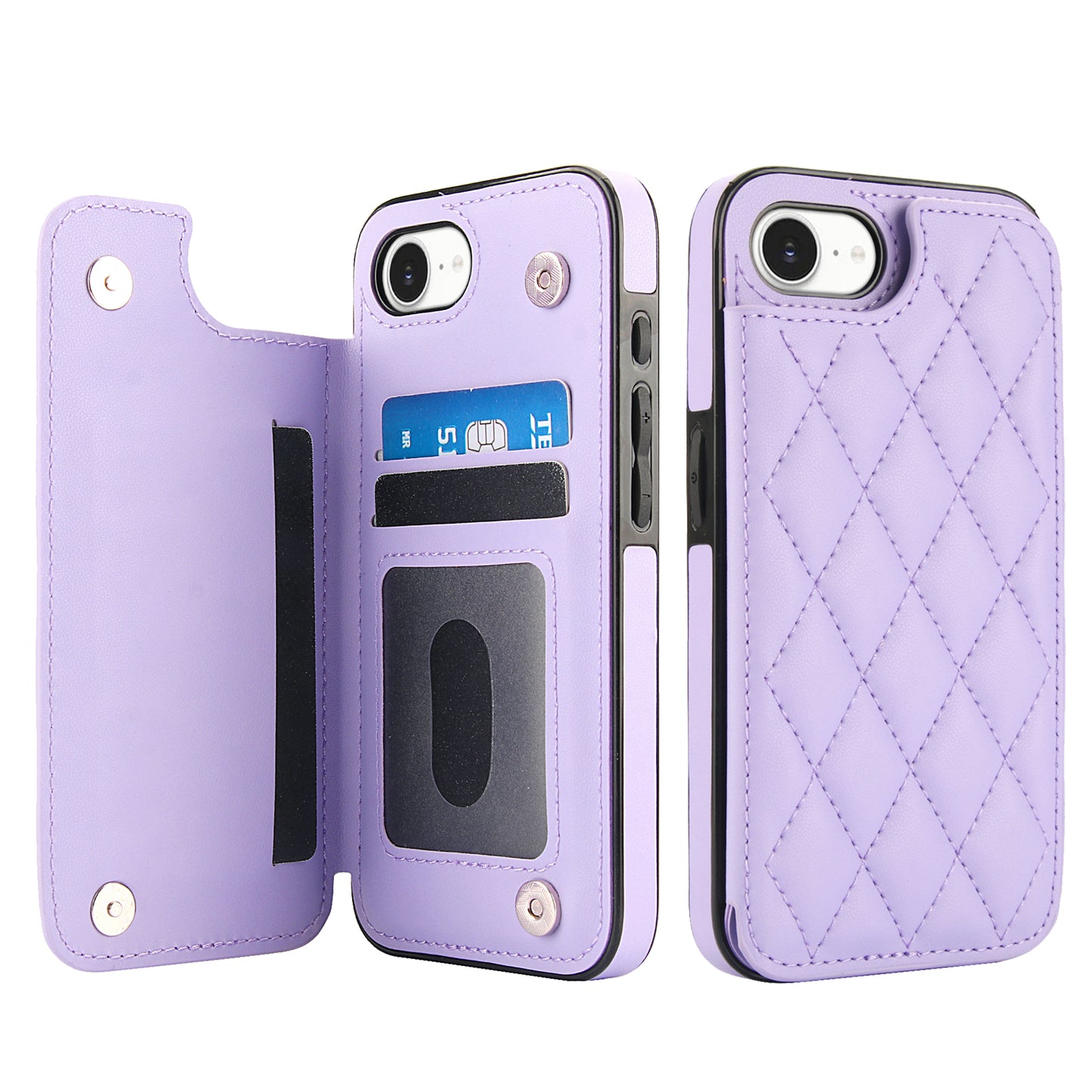 RFID Blocking Quilted Leather Wallet Case for iPhone 16e