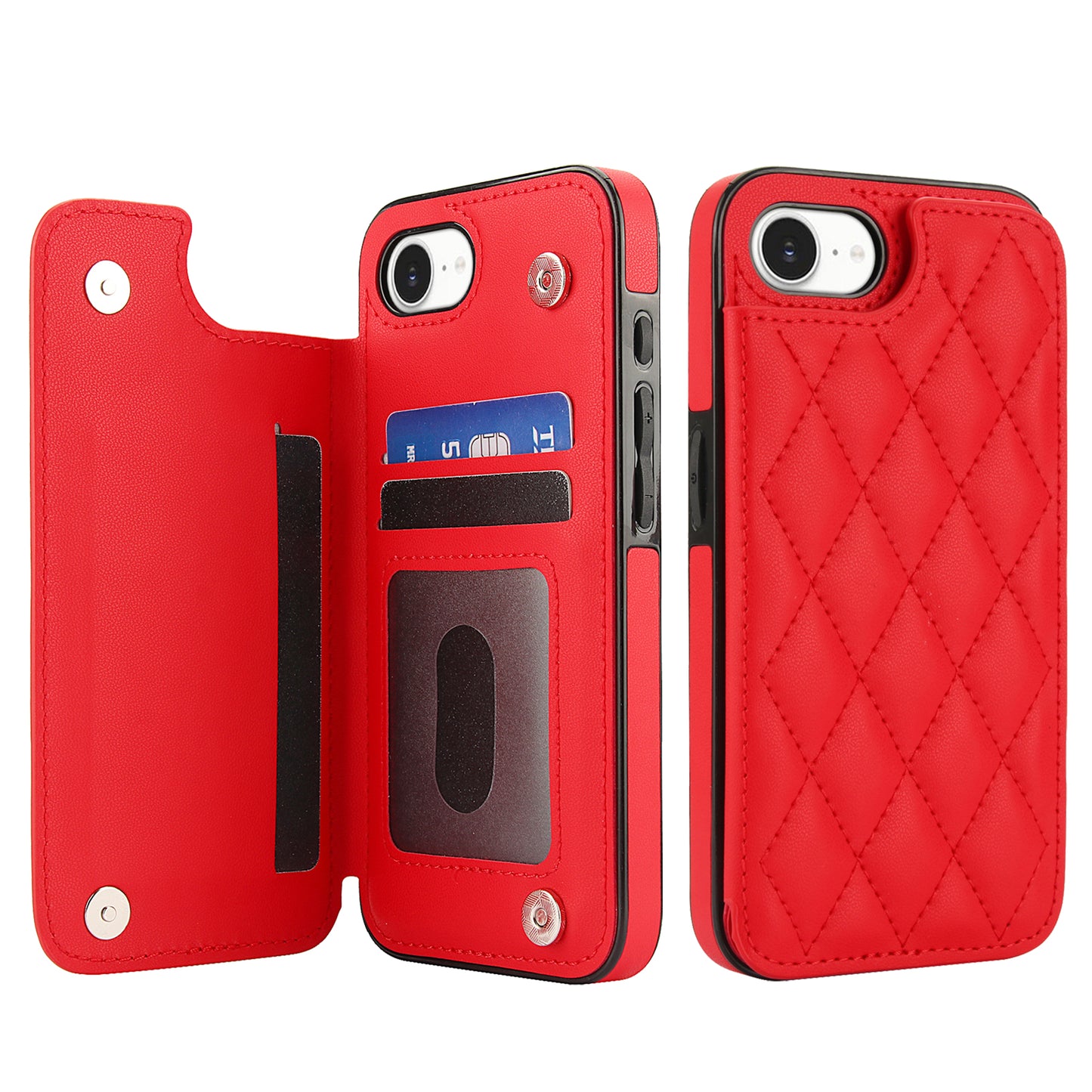 RFID Blocking Quilted Leather Wallet Case for iPhone 16e