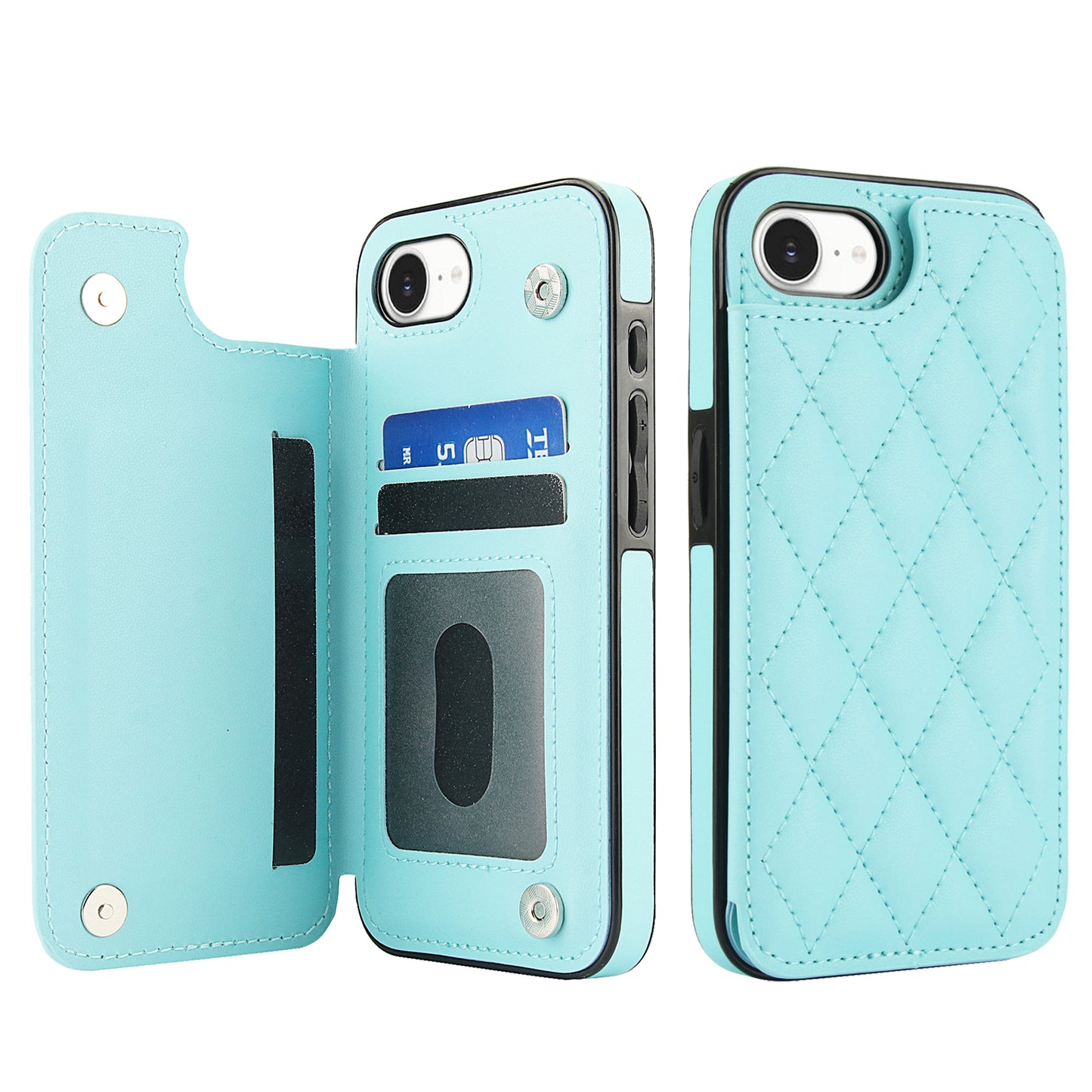 RFID Blocking Quilted Leather Wallet Case for iPhone 16e