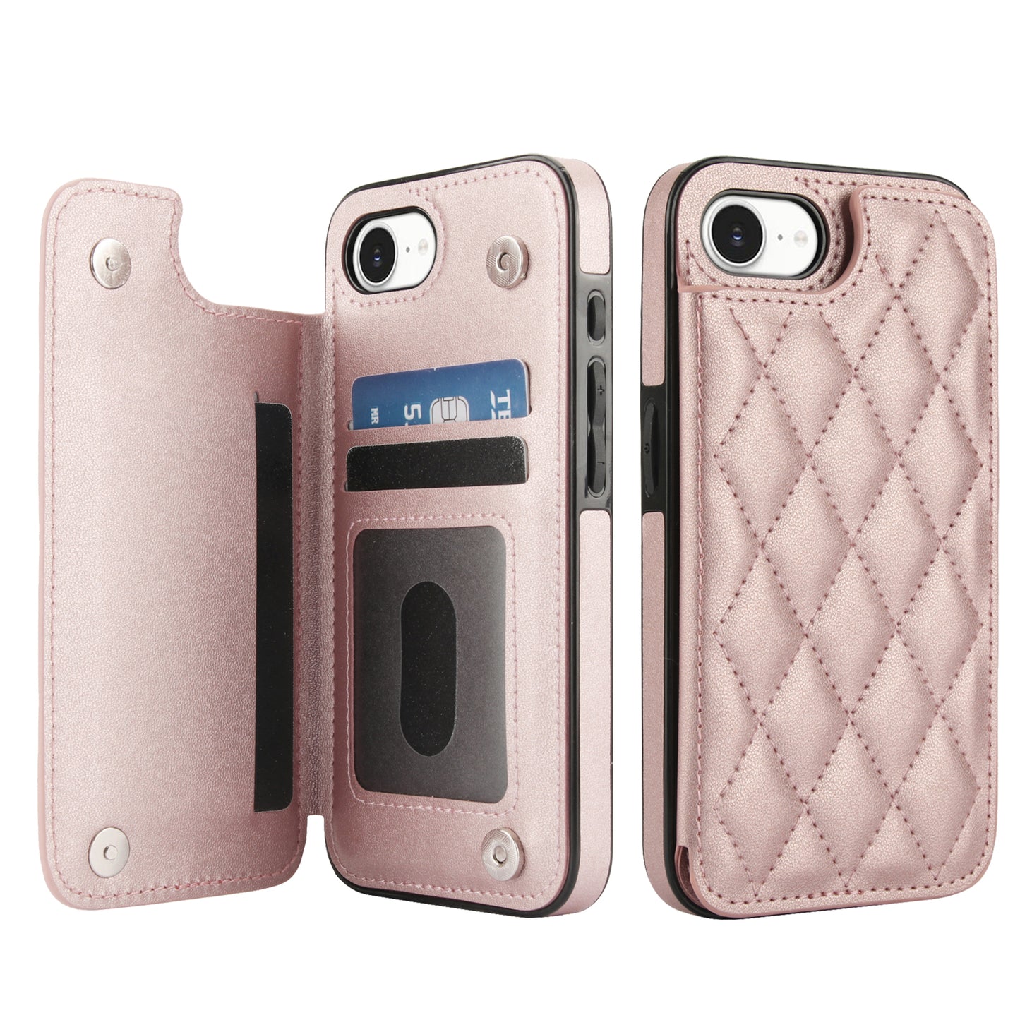 RFID Blocking Quilted Leather Wallet Case for iPhone 16e