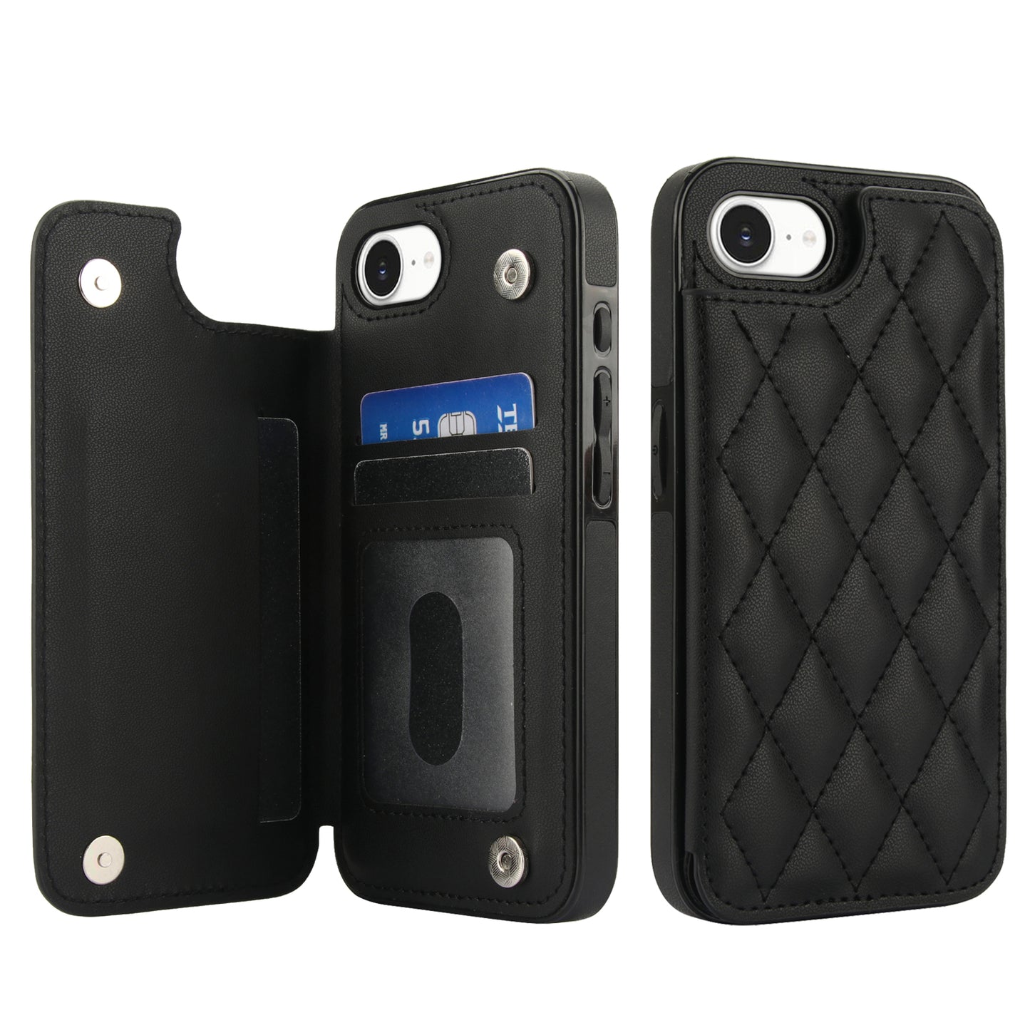 RFID Blocking Quilted Leather Wallet Case for iPhone 16e