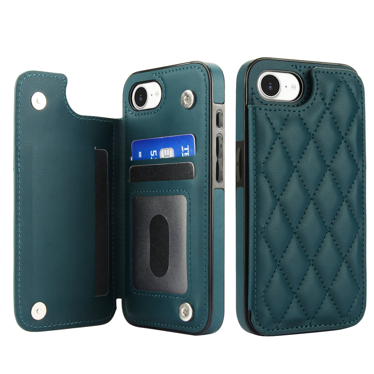 RFID Blocking Quilted Leather Wallet Case for iPhone 16e
