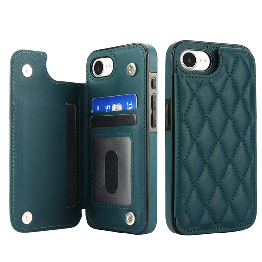 RFID Blocking Quilted Leather Wallet Case for iPhone 16e