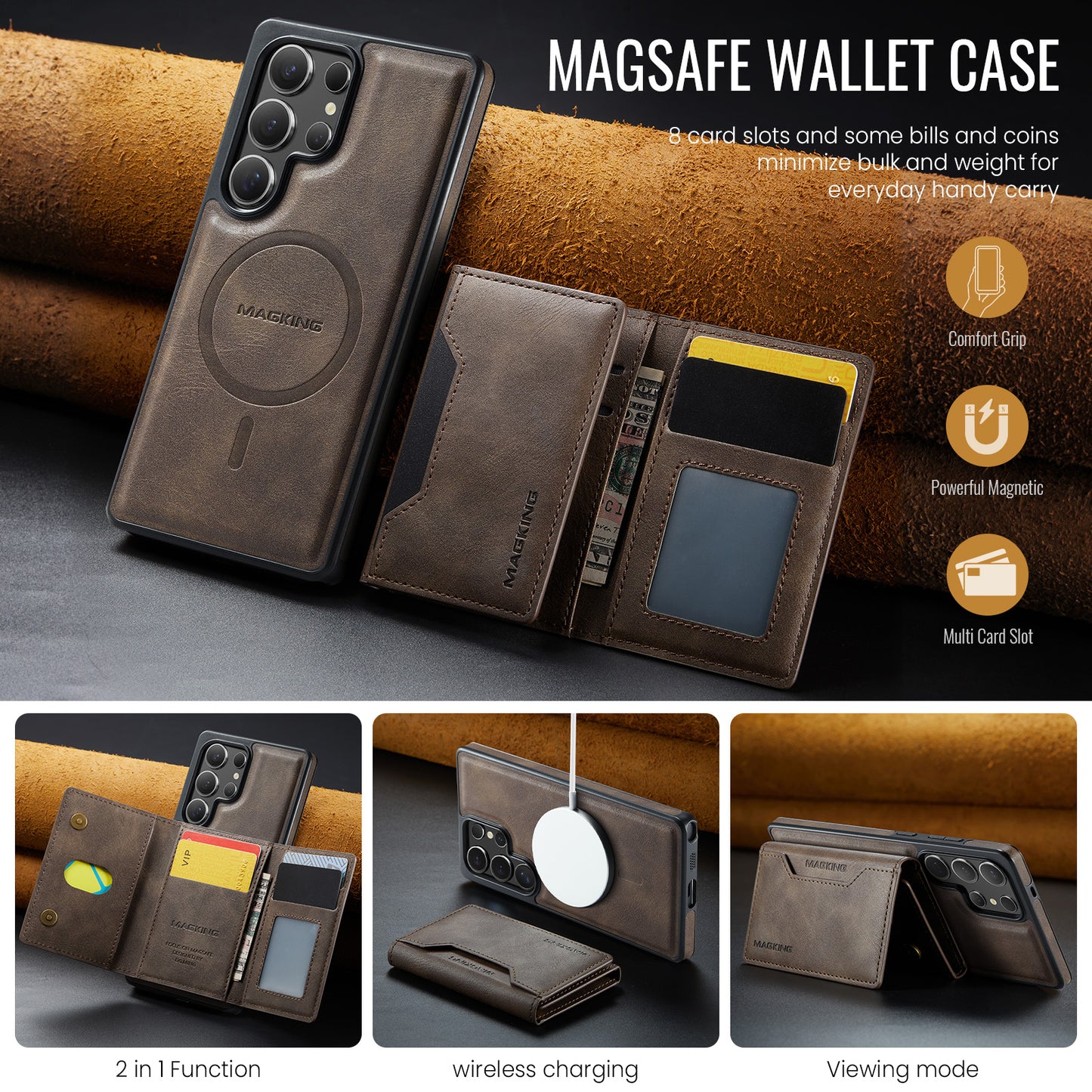 MagSafe Magnetic Phone Case & Card Holder Set for Samsung Galaxy S23 Ultra