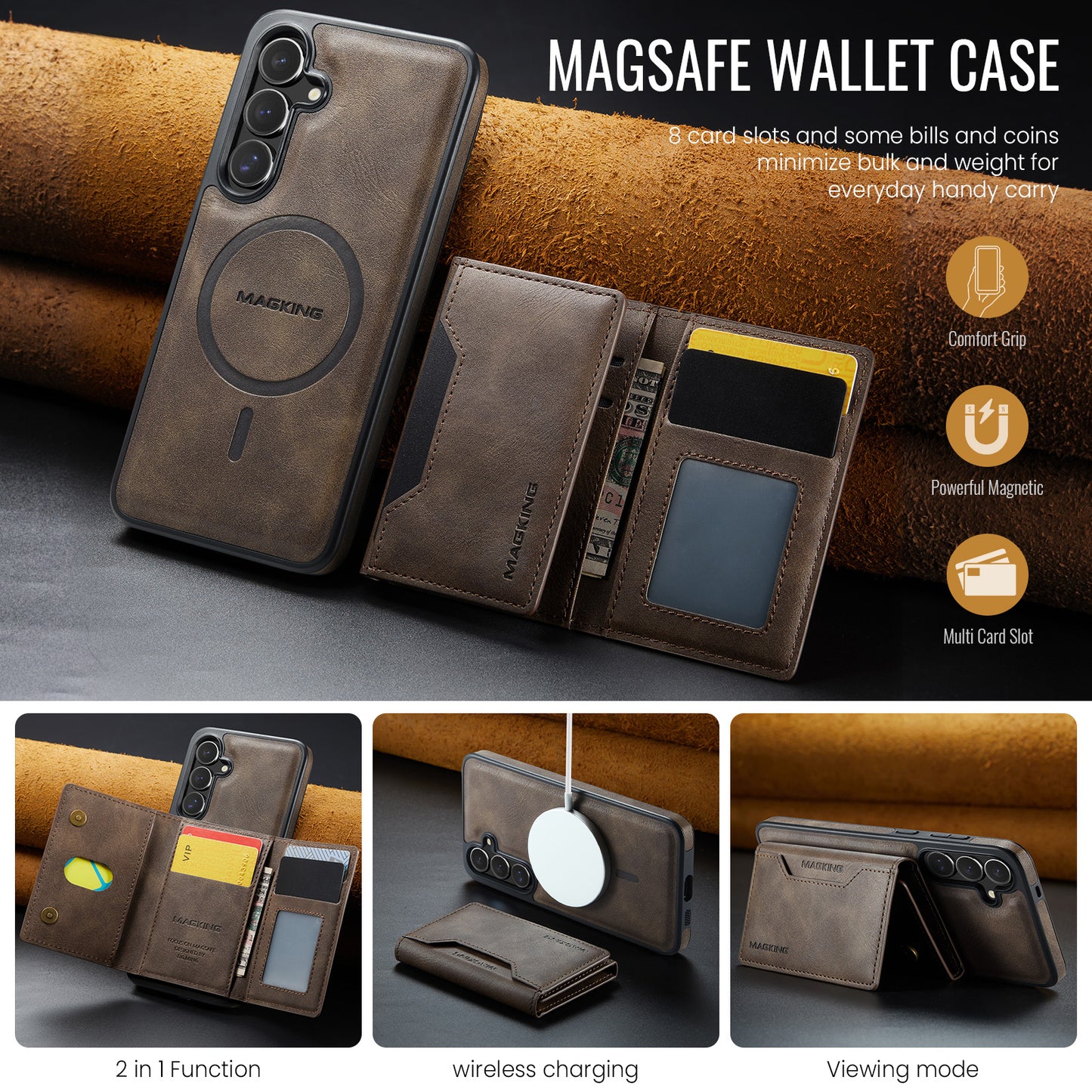 MagSafe Magnetic Phone Case & Card Holder Set for Samsung Galaxy S24 Plus