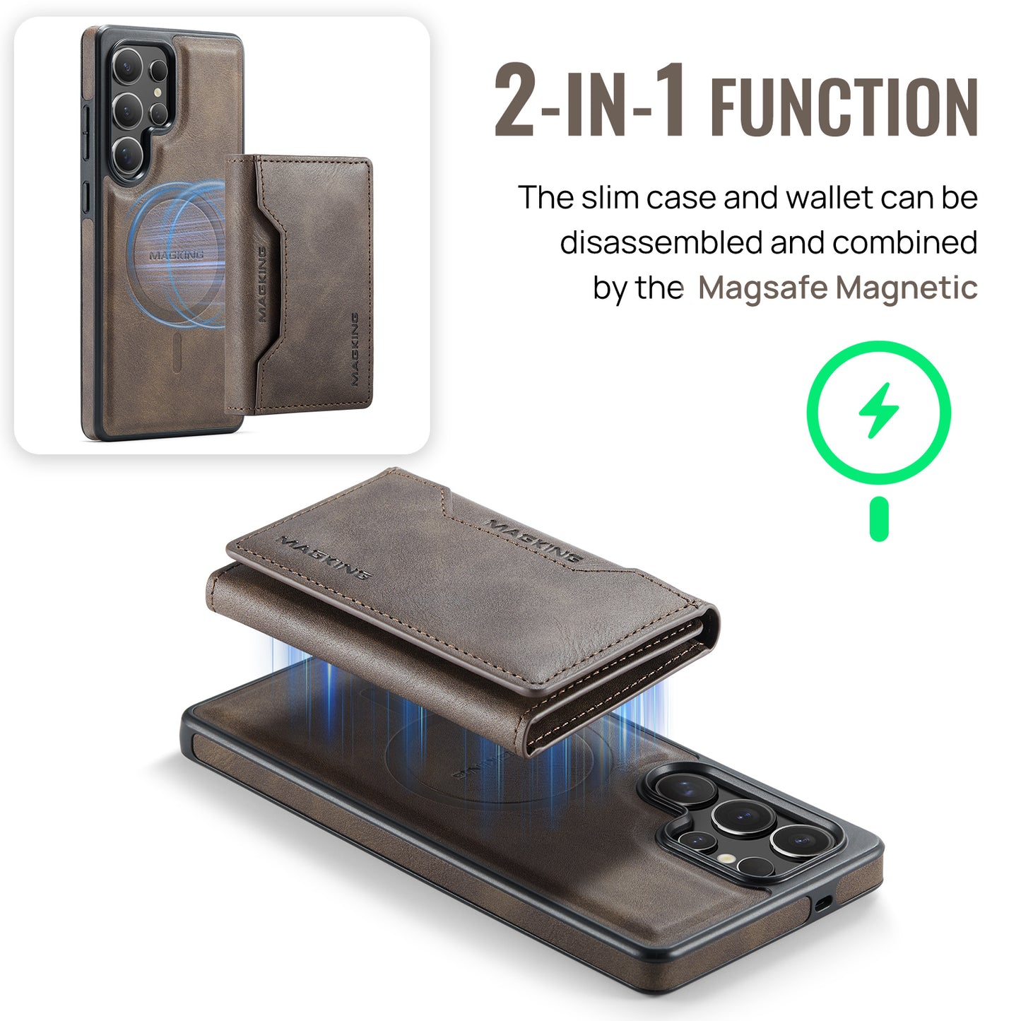 MagSafe Magnetic Phone Case & Card Holder Set for Samsung Galaxy S23 Ultra