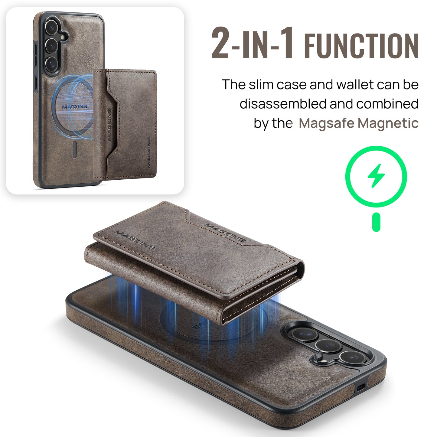 MagSafe Magnetic Phone Case & Card Holder Set for Samsung Galaxy S24 Plus