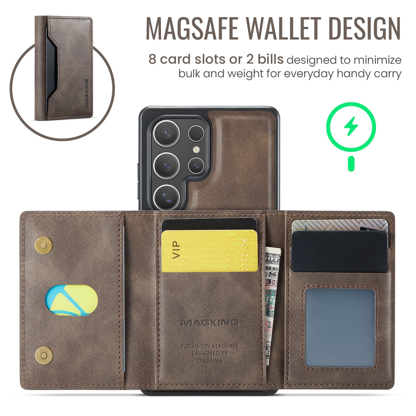 MagSafe Magnetic Phone Case & Card Holder Set for Samsung Galaxy S23 Ultra