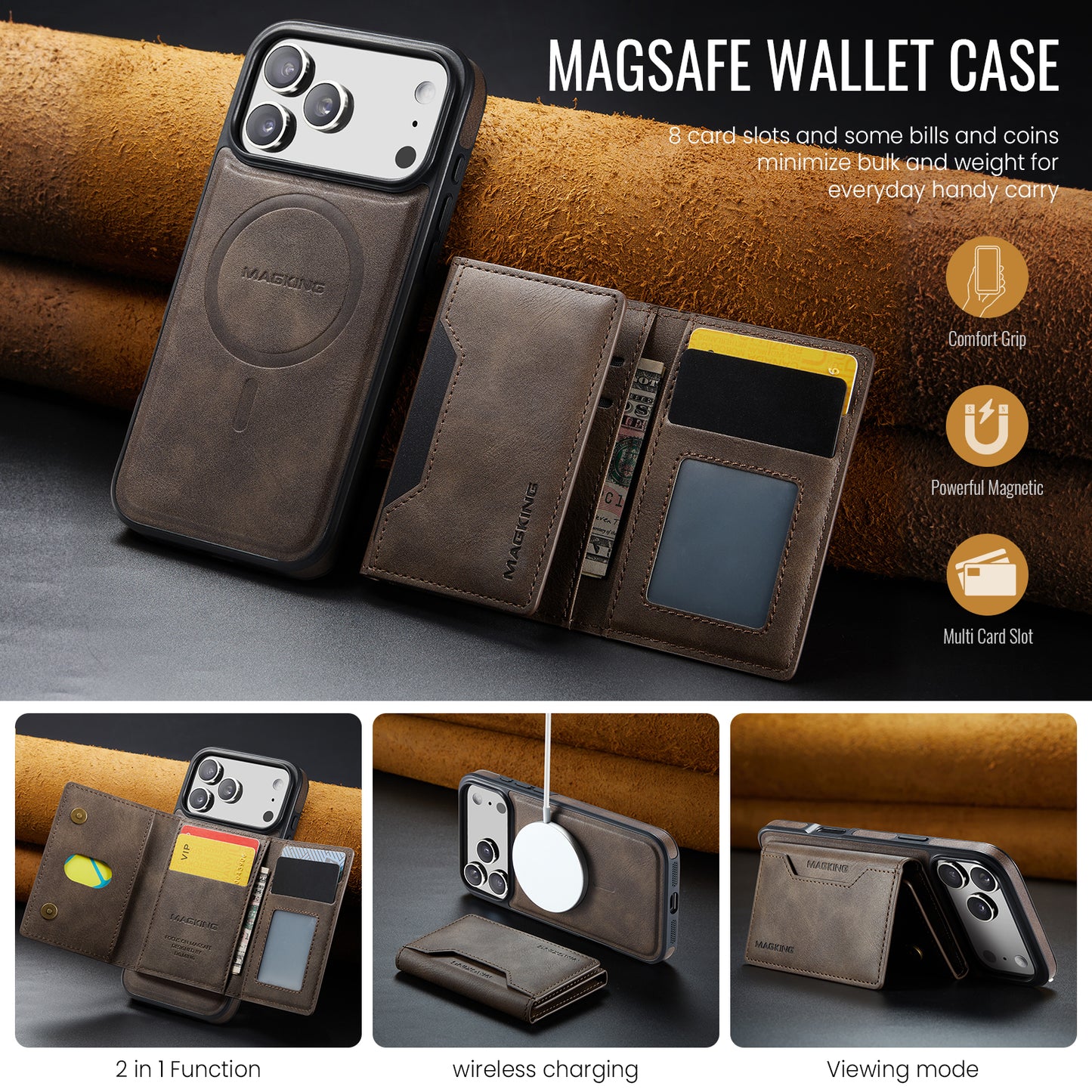 MagSafe Magnetic Phone Case & Card Holder Set for iPhone 17 Pro Max