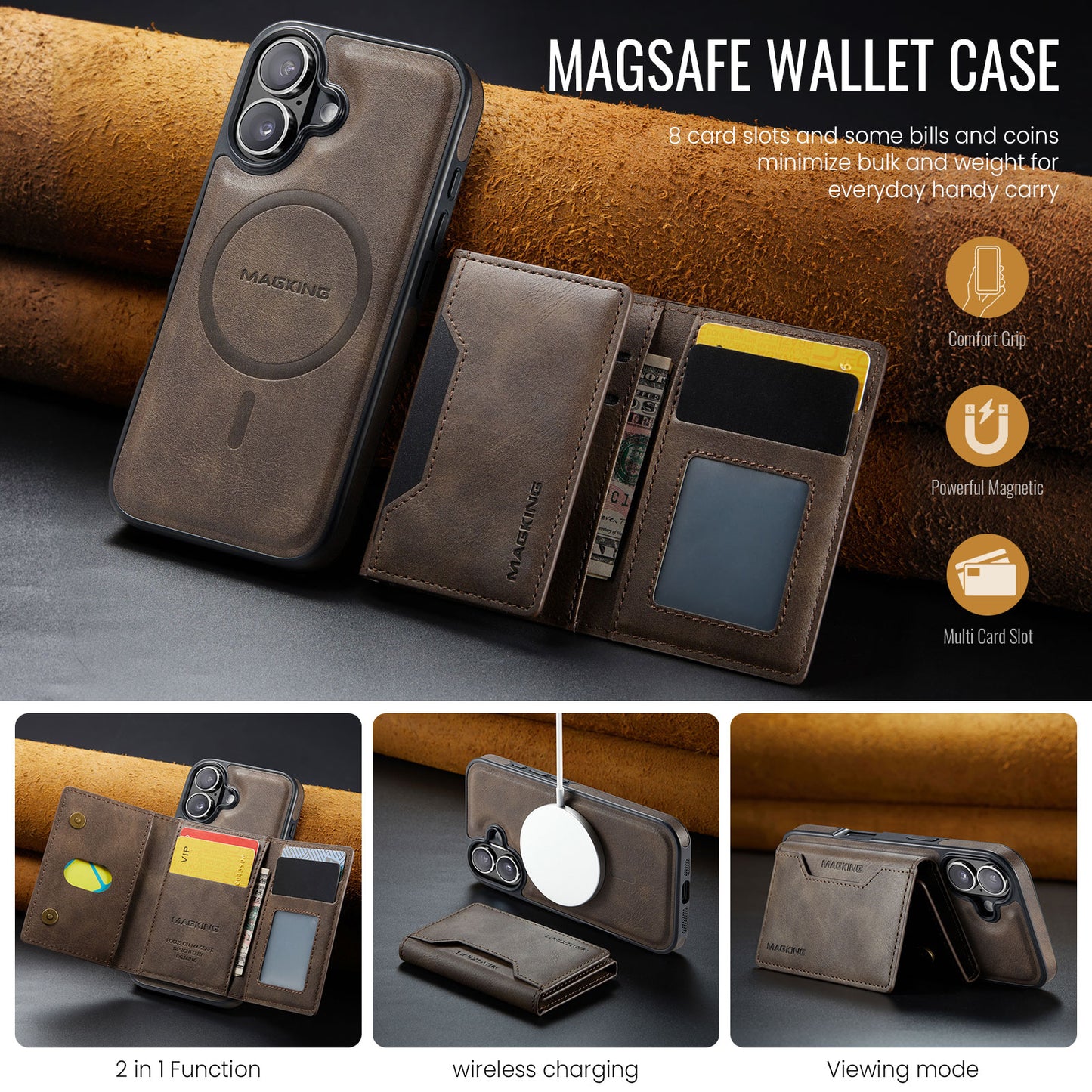 MagSafe Magnetic Phone Case & Card Holder Set for iPhone 16 Plus
