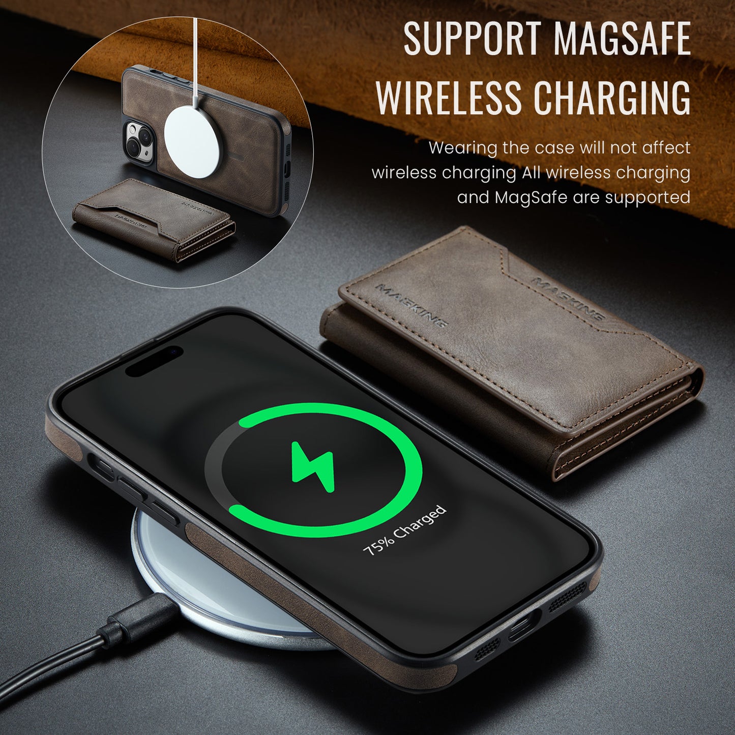 MagSafe Magnetic Phone Case & Card Holder Set for iPhone 13