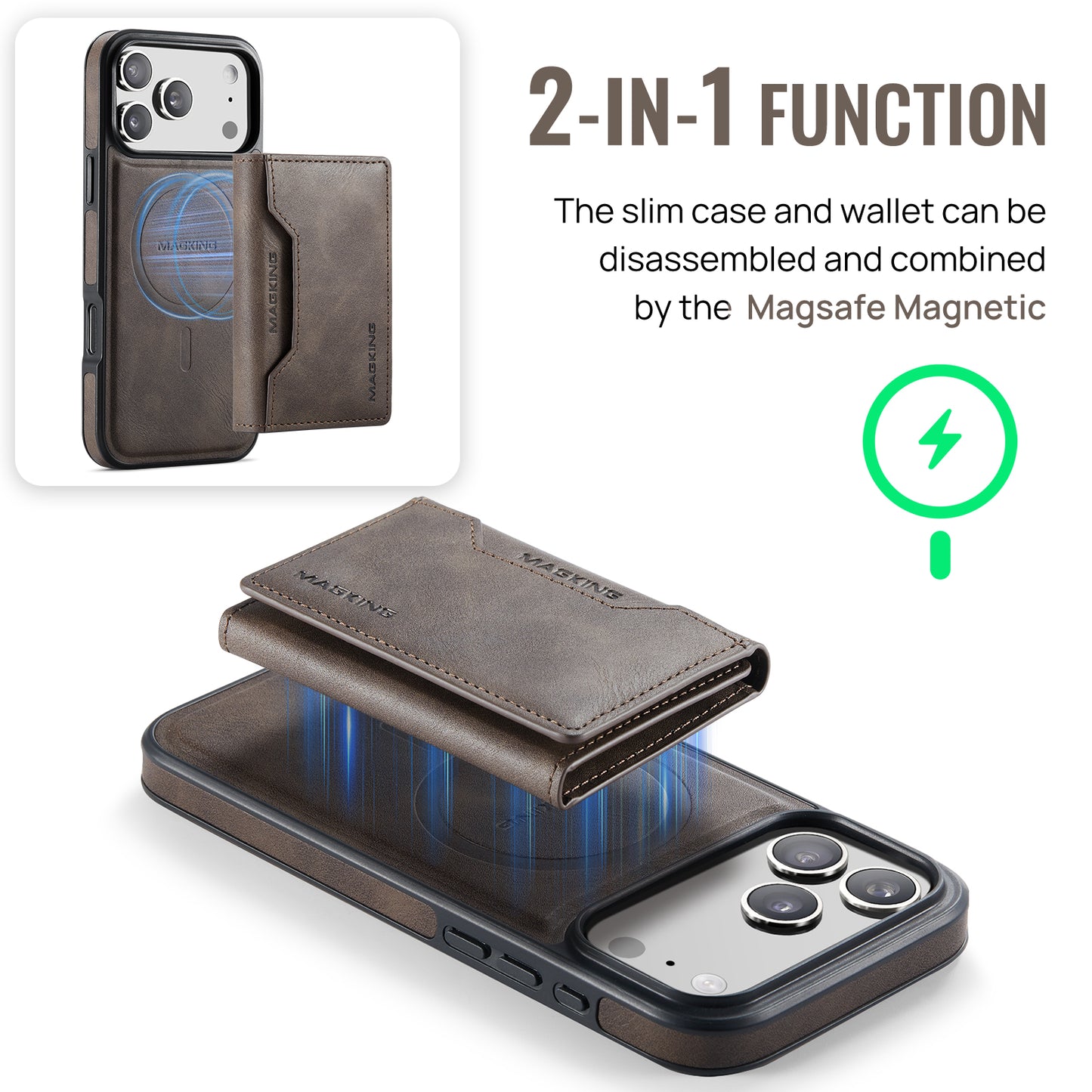 MagSafe Magnetic Phone Case & Card Holder Set for iPhone 17 Pro Max
