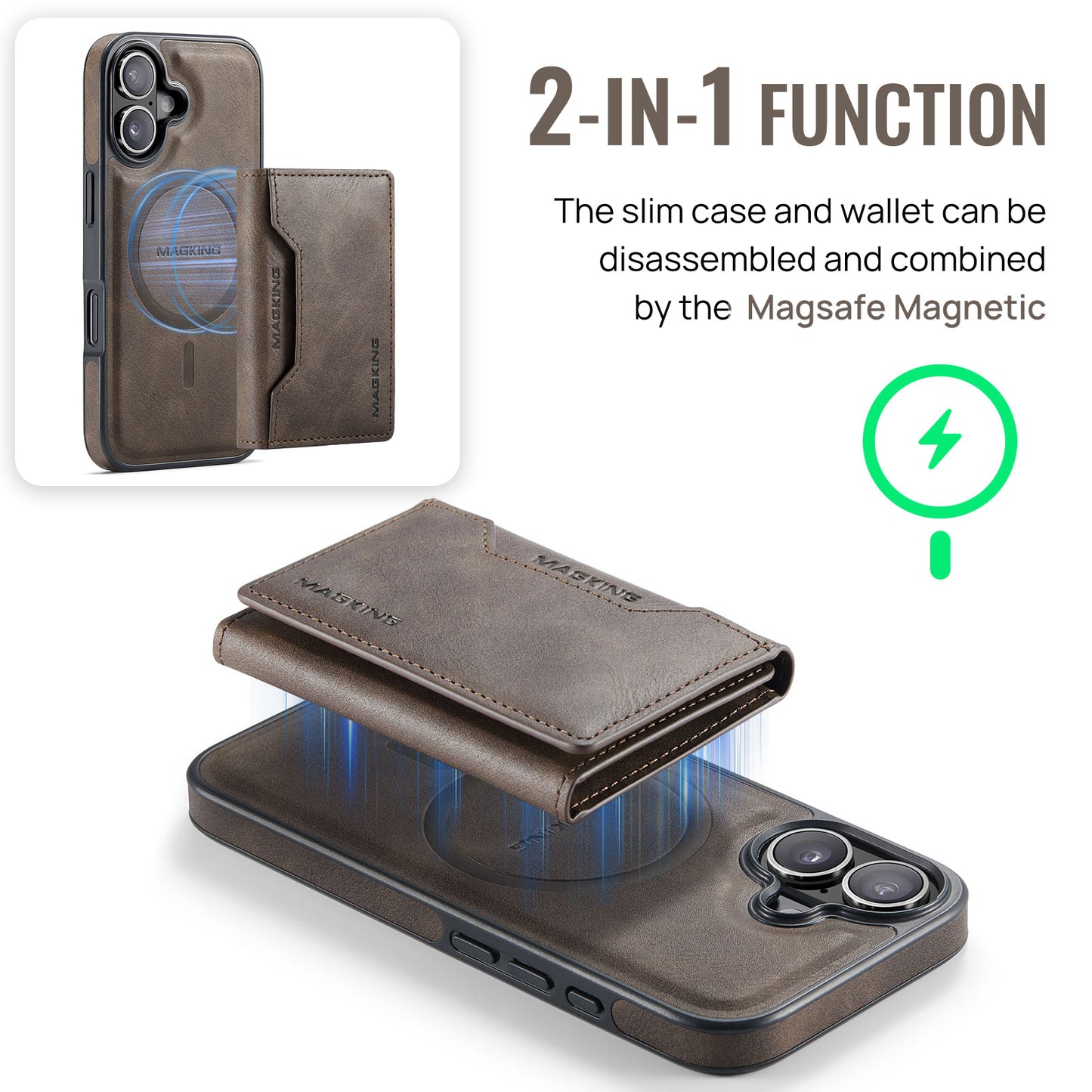 MagSafe Magnetic Phone Case & Card Holder Set for iPhone 16 Plus