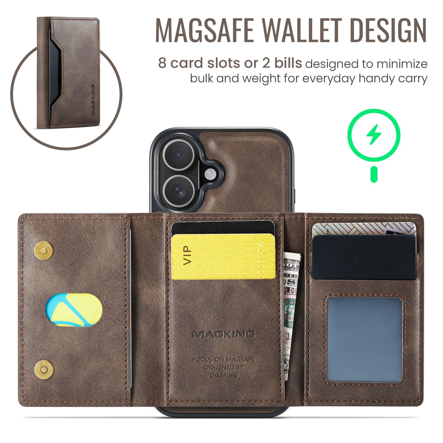 MagSafe Magnetic Phone Case & Card Holder Set for iPhone 16 Plus