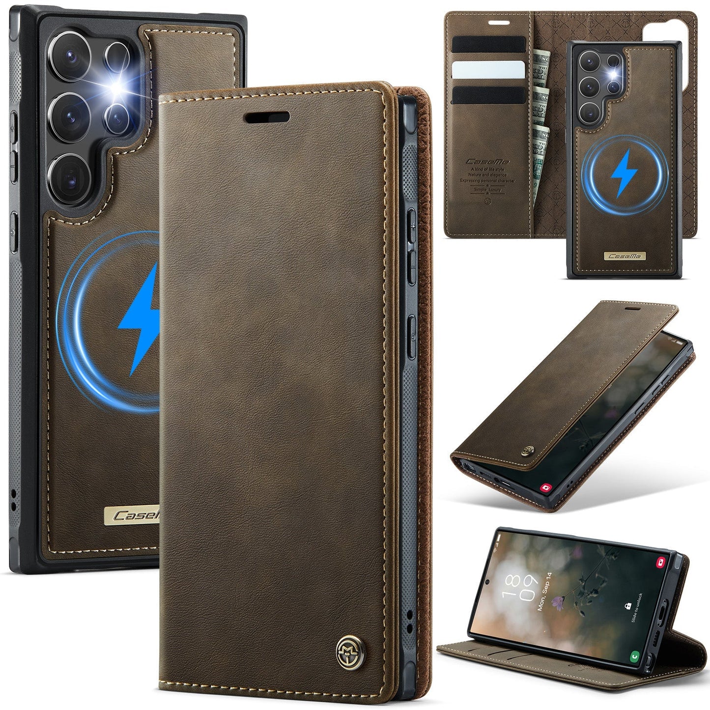Retro Leather 2-in-1 MagSafe RFID Wallet Phone Case for Samsung Galaxy