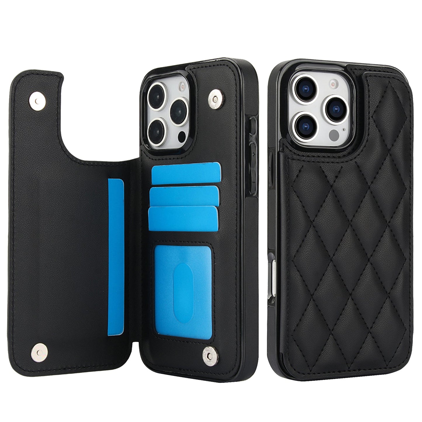 RFID Blocking Quilted Leather Wallet Case for iPhone 12 Pro Max