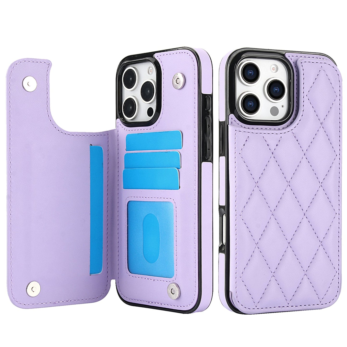 RFID Blocking Quilted Leather Wallet Case for iPhone 16 Pro