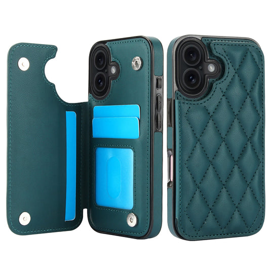 RFID Blocking Quilted Leather Wallet Case for iPhone 16 Plus