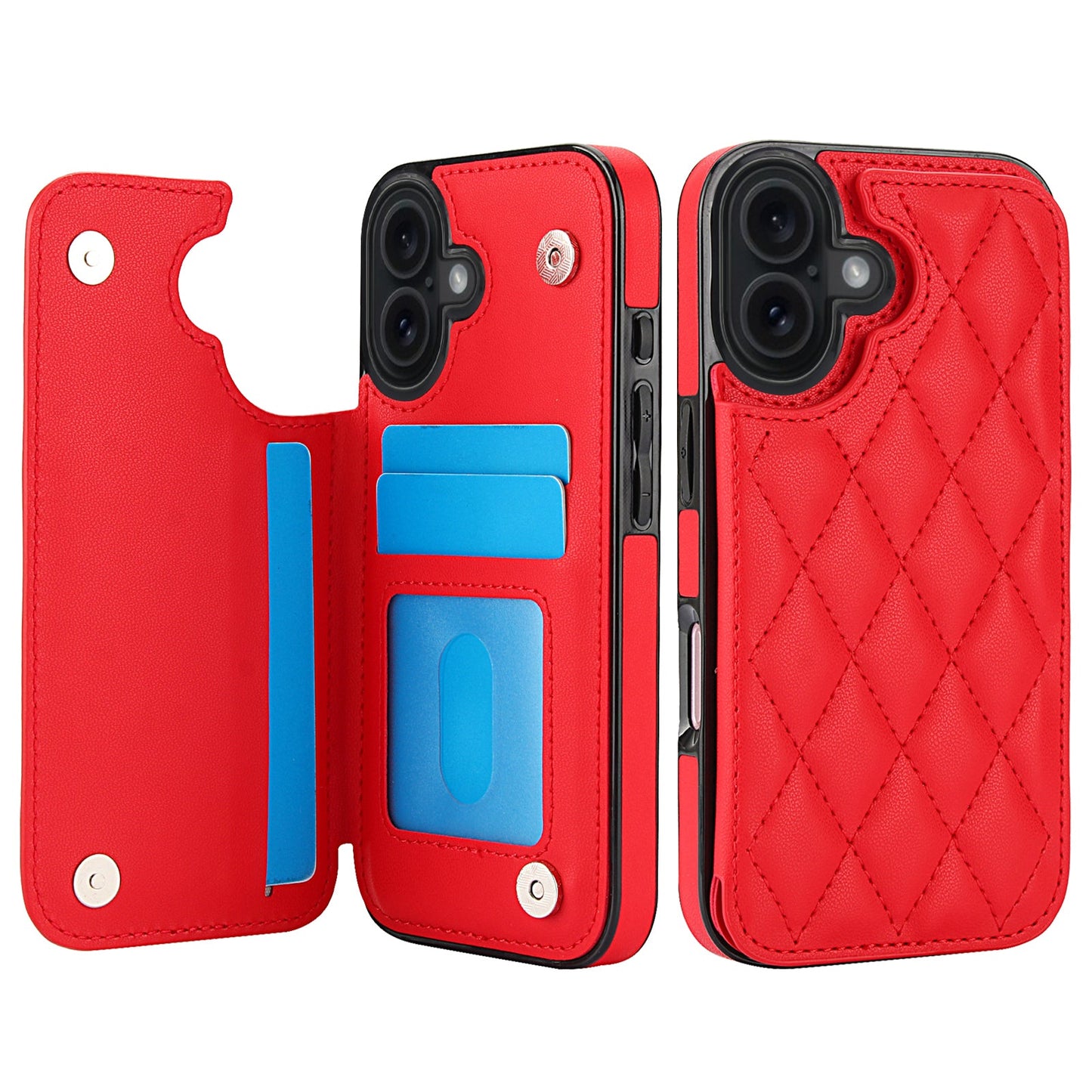 RFID Blocking Quilted Leather Wallet Case for iPhone 16