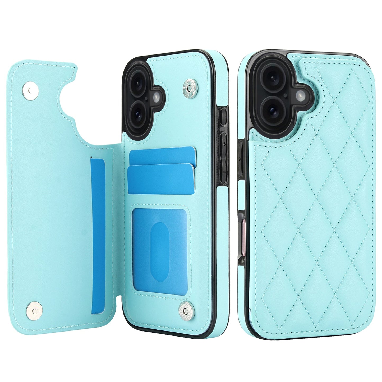 RFID Blocking Quilted Leather Wallet Case for iPhone 16 Plus