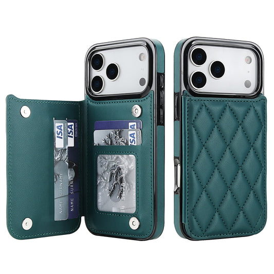 RFID Blocking Quilted Leather Wallet Case for iPhone 17 Pro