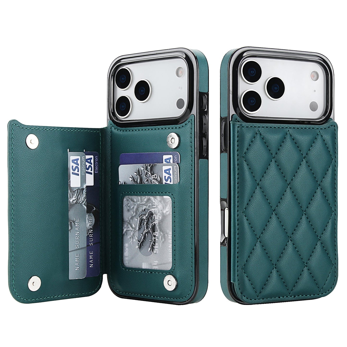 RFID Blocking Quilted Leather Wallet Case for iPhone 17 Pro Max