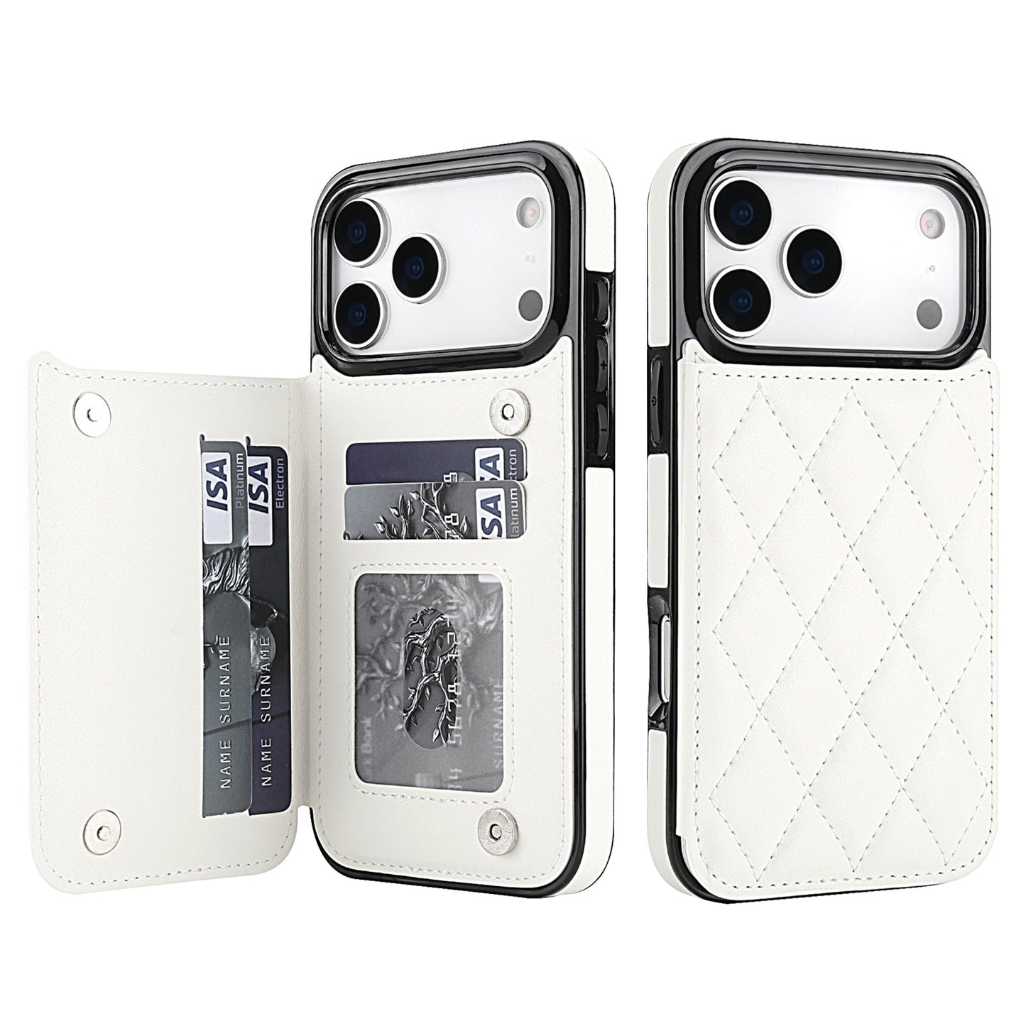 RFID Blocking Quilted Leather Wallet Case for iPhone 17 Pro