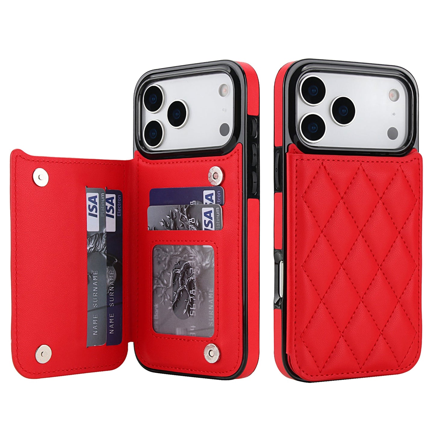 RFID Blocking Quilted Leather Wallet Case for iPhone 17 Pro Max