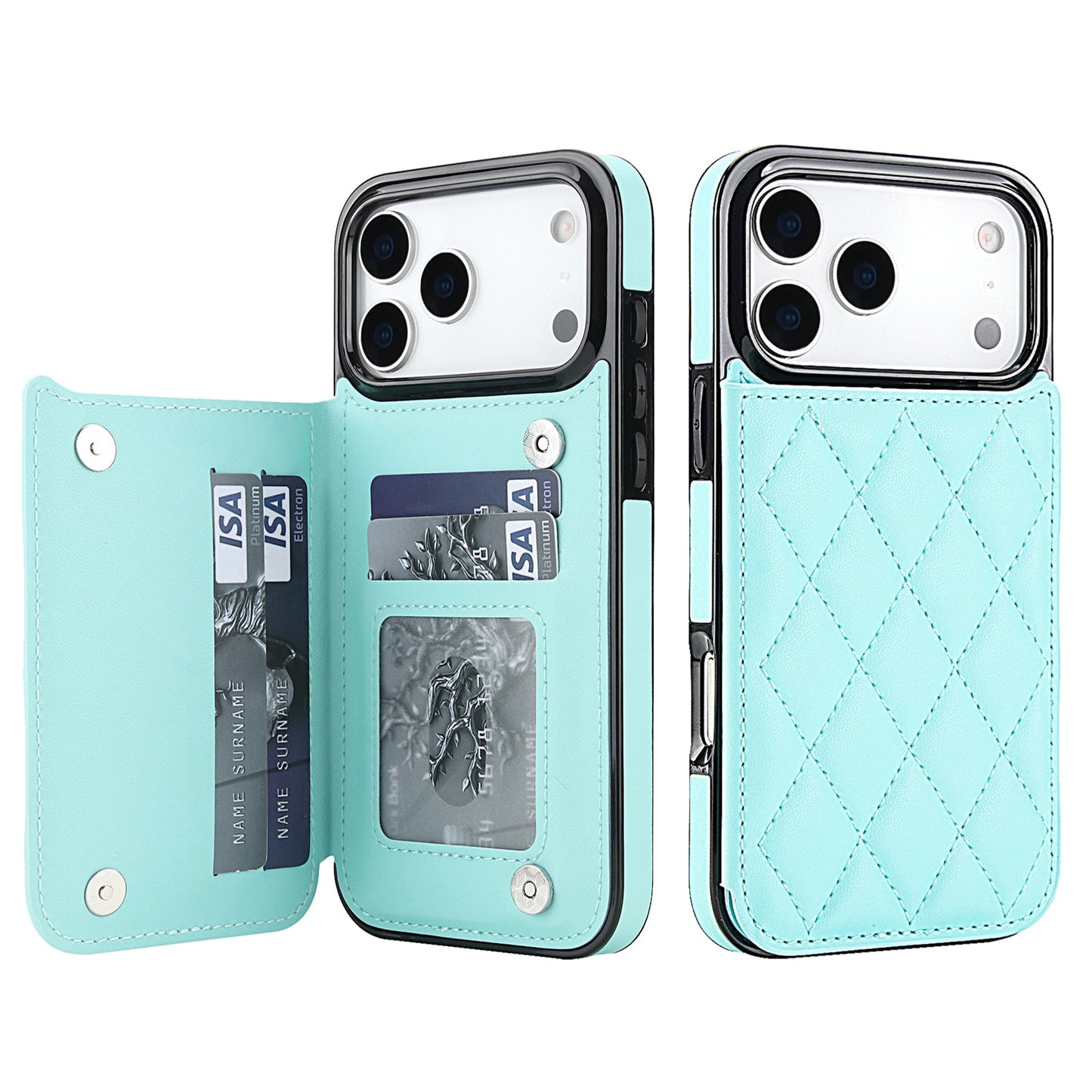 RFID Blocking Quilted Leather Wallet Case for iPhone 17 Pro Max