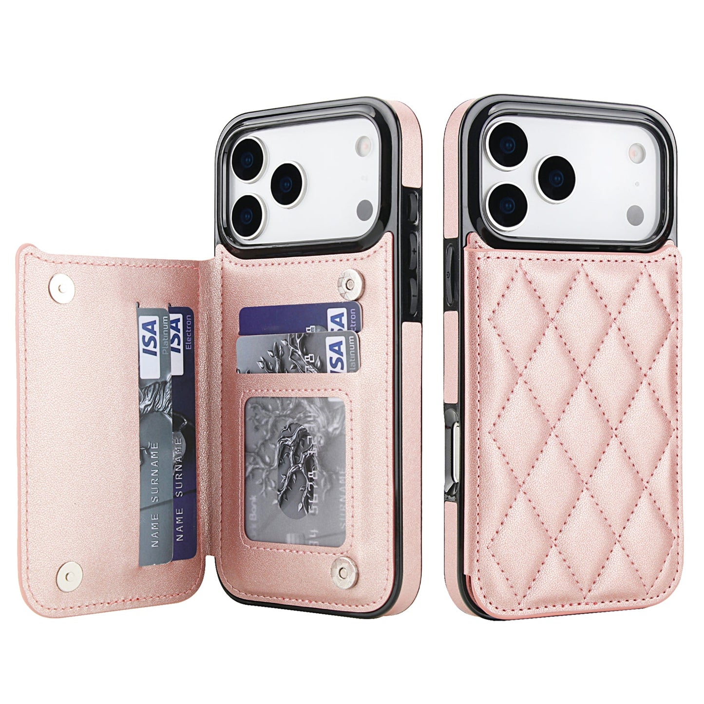 RFID Blocking Quilted Leather Wallet Case for iPhone 17 Pro Max