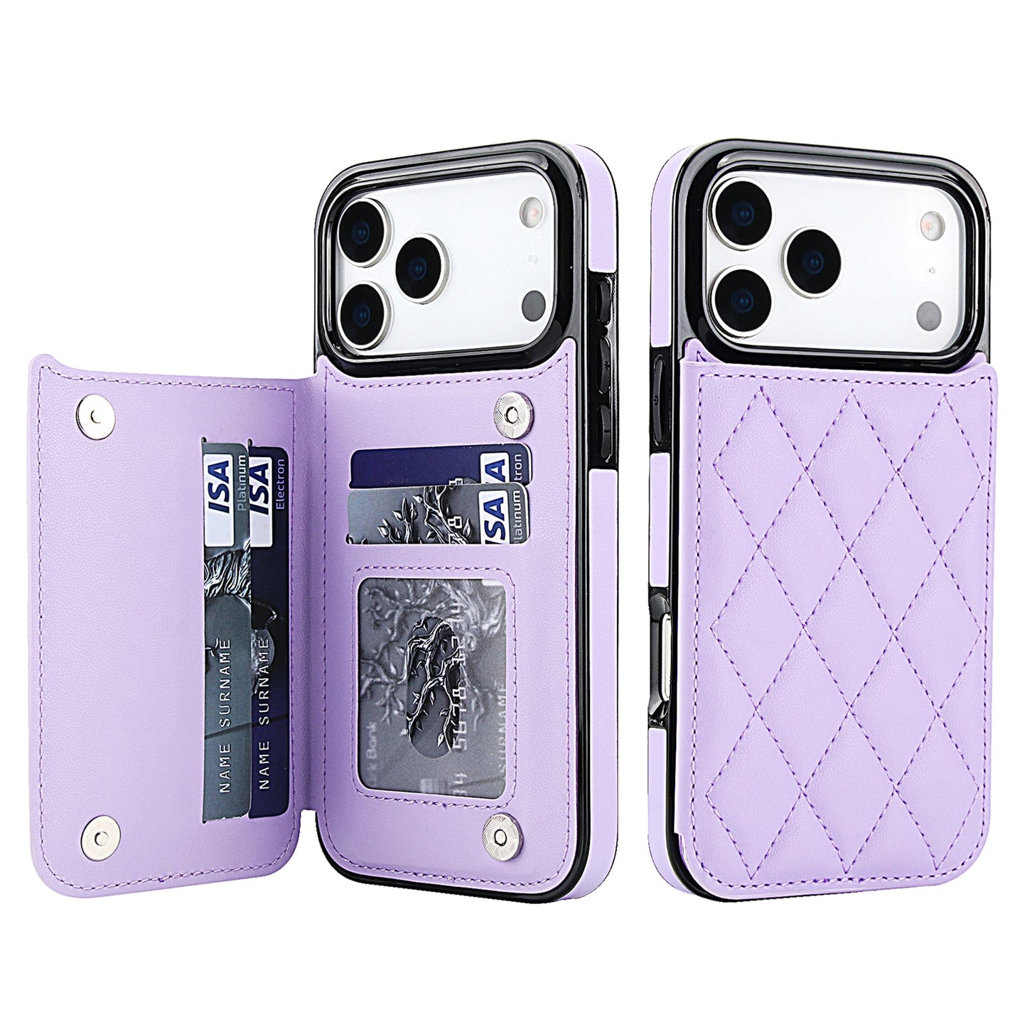 RFID Blocking Quilted Leather Wallet Case for iPhone 17 Pro