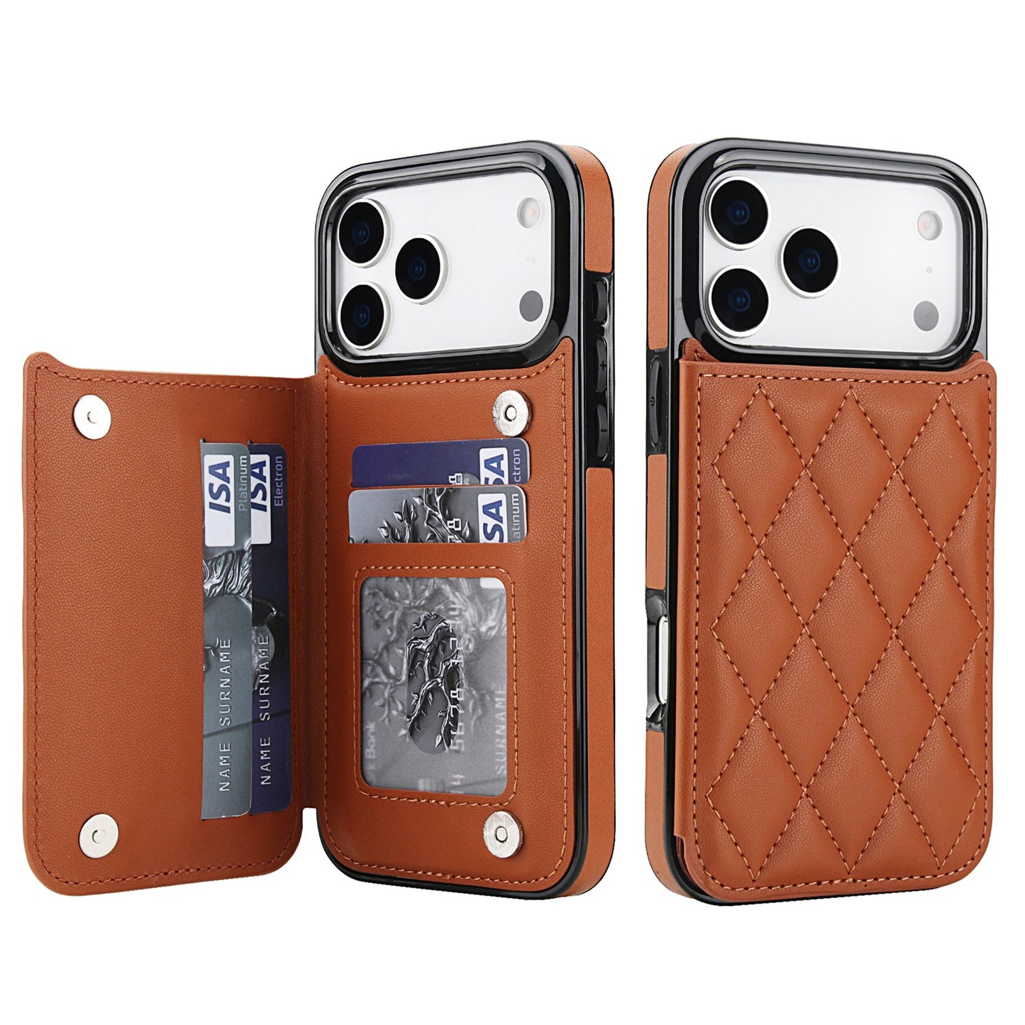 RFID Blocking Quilted Leather Wallet Case for iPhone 17 Pro