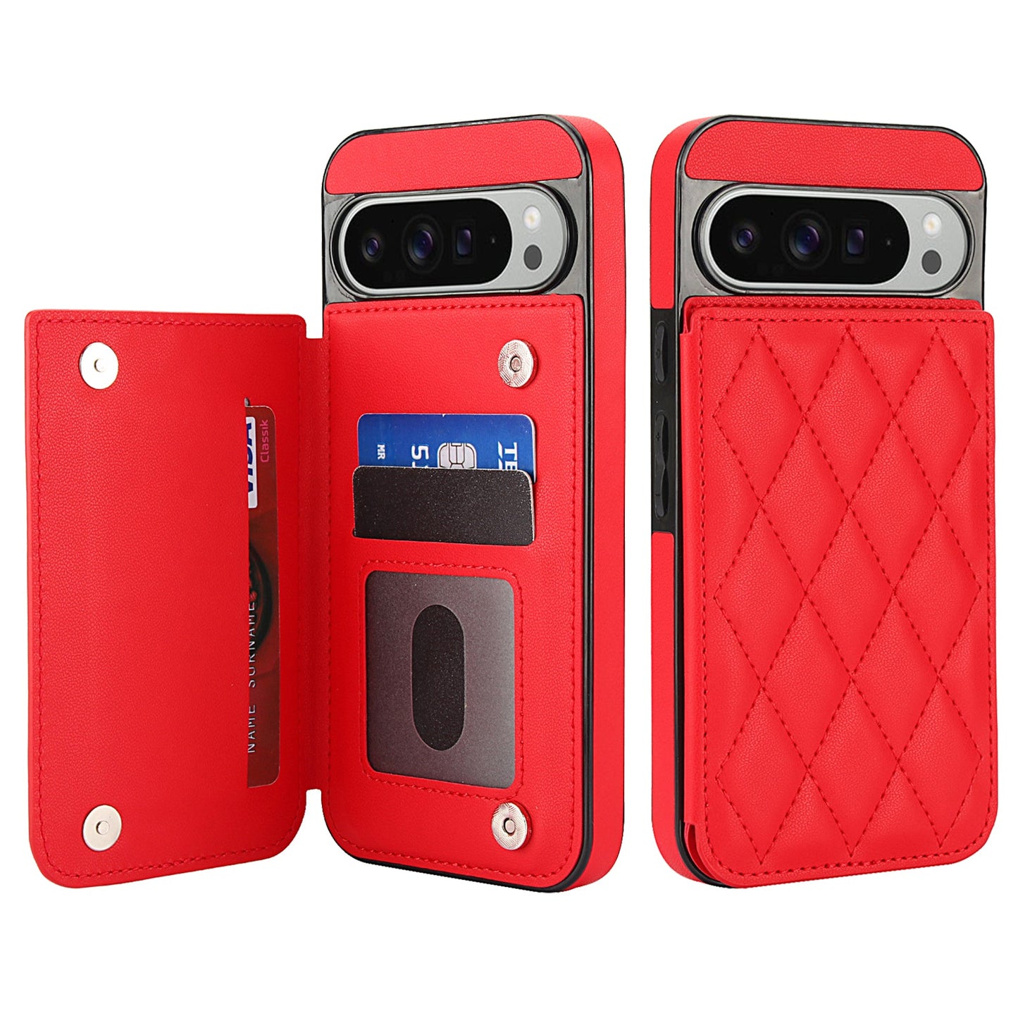 RFID Blocking Quilted Leather Wallet Case for Pixel 9