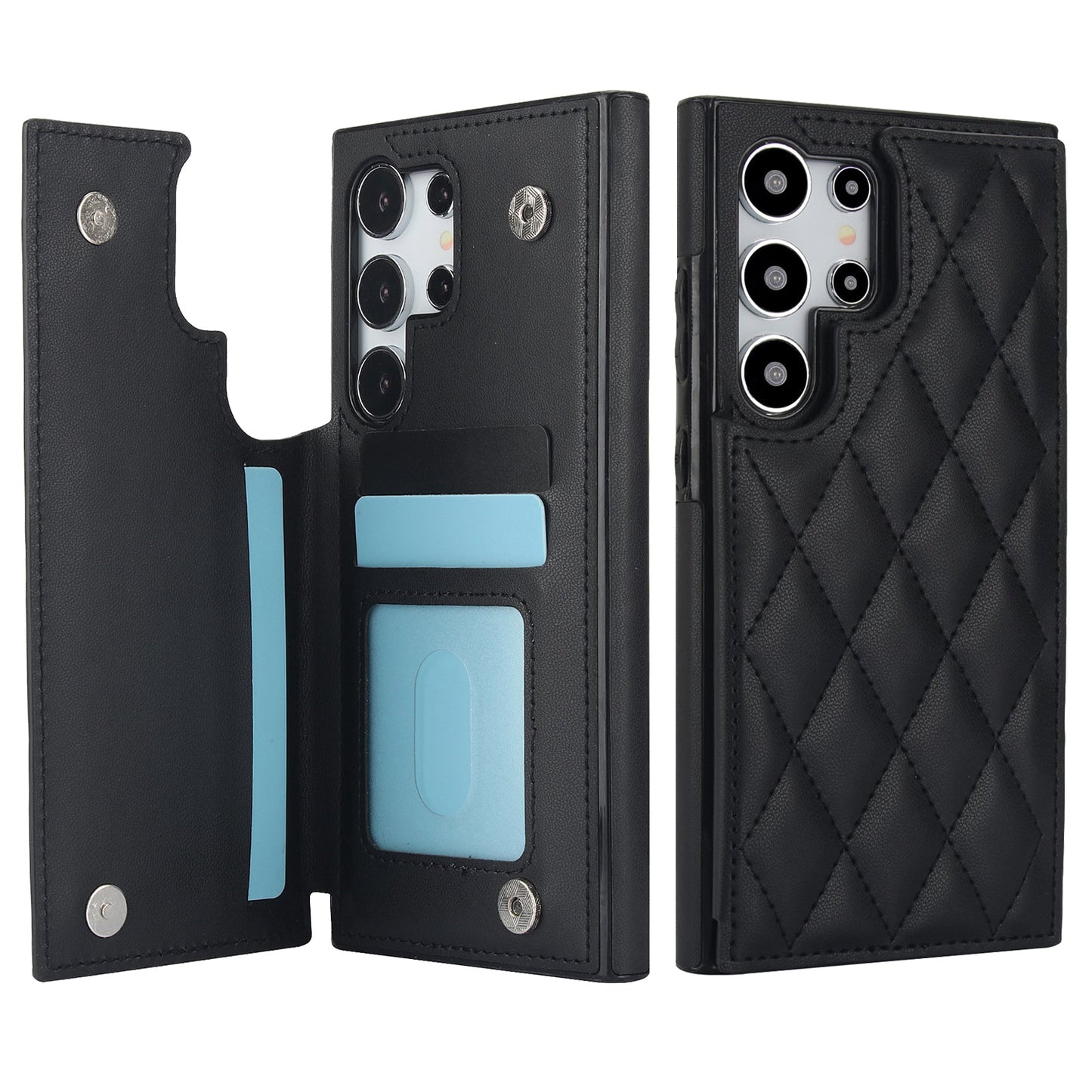 RFID Blocking Quilted Leather Wallet Case for Samsung Galaxy S21 Ultra