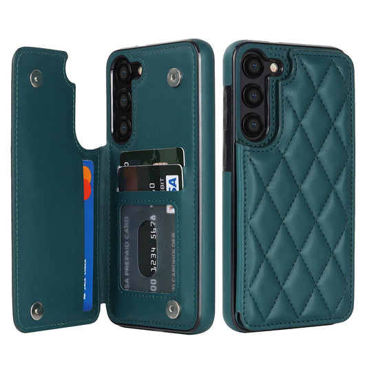 RFID Blocking Quilted Leather Wallet Case for Samsung Galaxy S21+