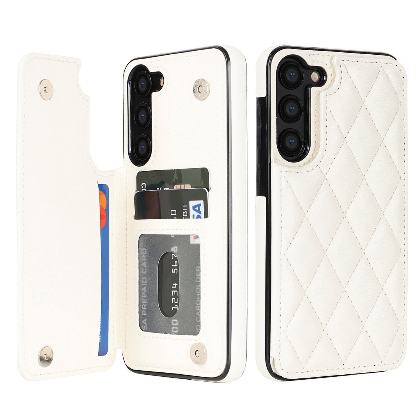 RFID Blocking Quilted Leather Wallet Case for Samsung Galaxy S22