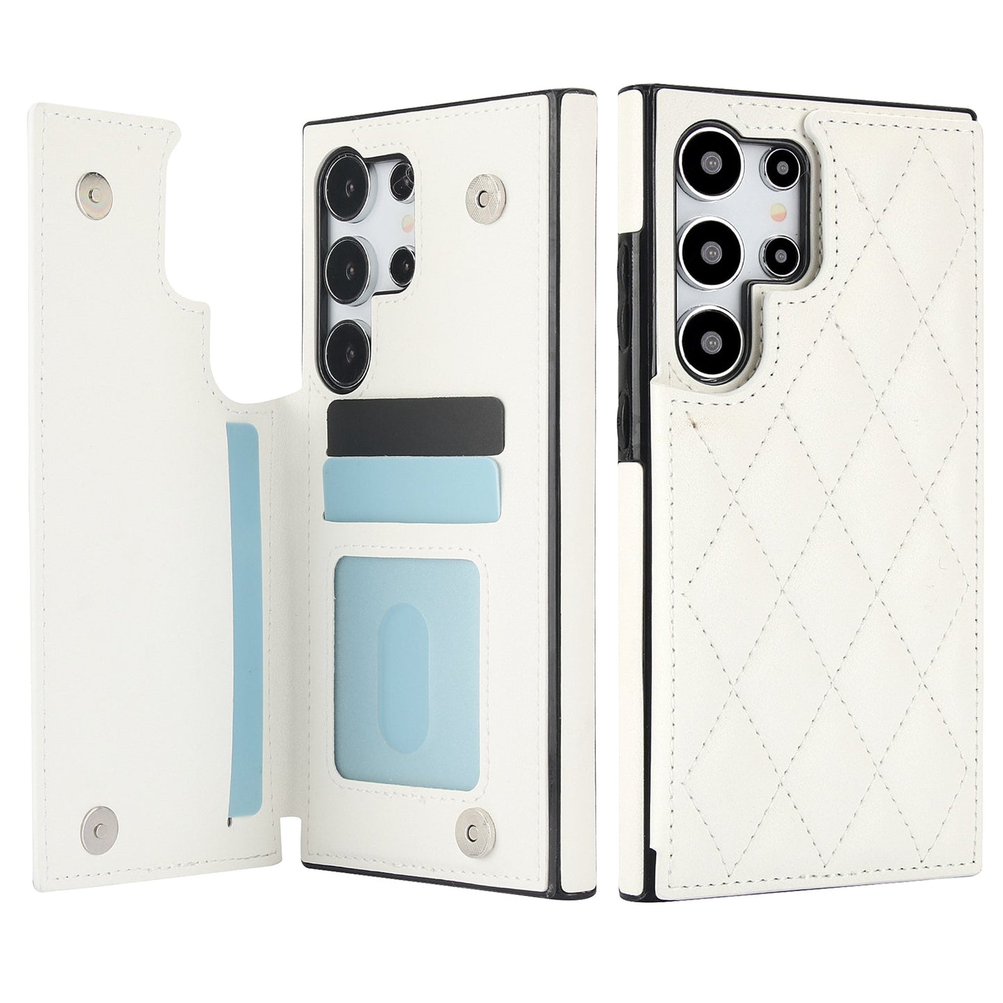 RFID Blocking Quilted Leather Wallet Case for Samsung Galaxy S23 Ultra