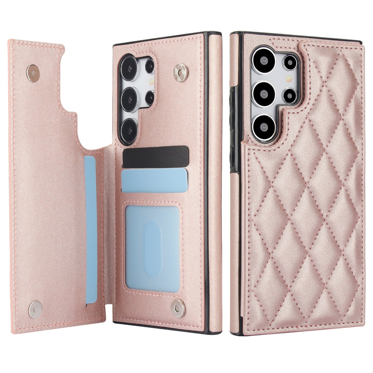 RFID Blocking Quilted Leather Wallet Case for Samsung Galaxy S25 Ultra