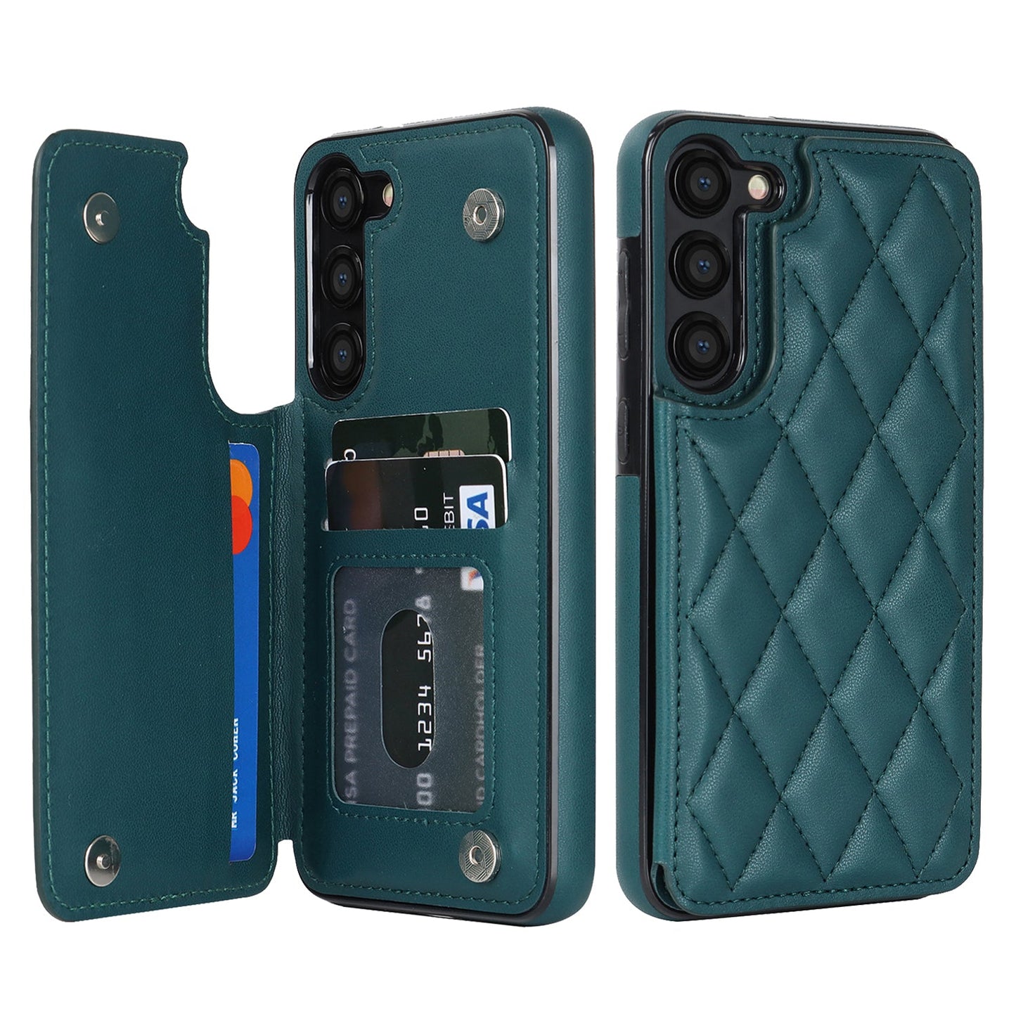 RFID Blocking Quilted Leather Wallet Case for Samsung Galaxy S24 FE