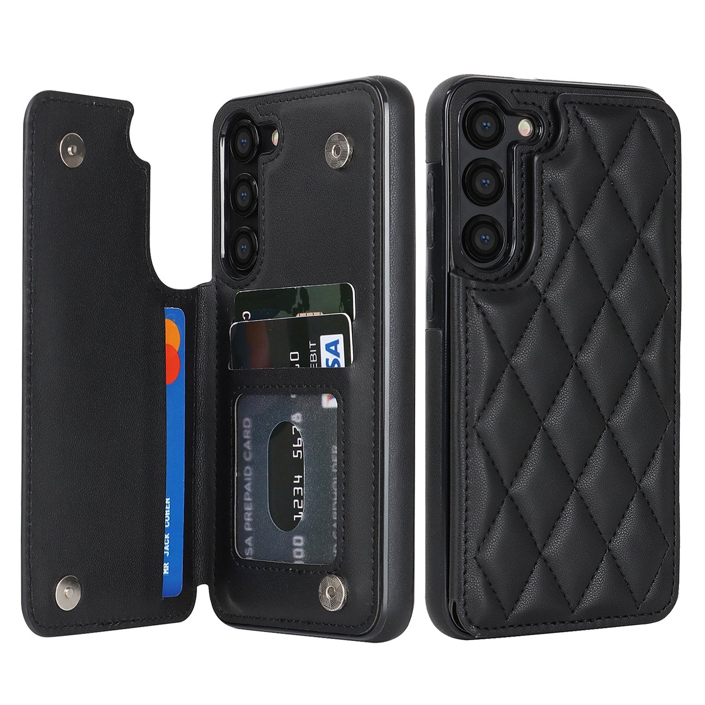 RFID Blocking Quilted Leather Wallet Case for Samsung Galaxy S25