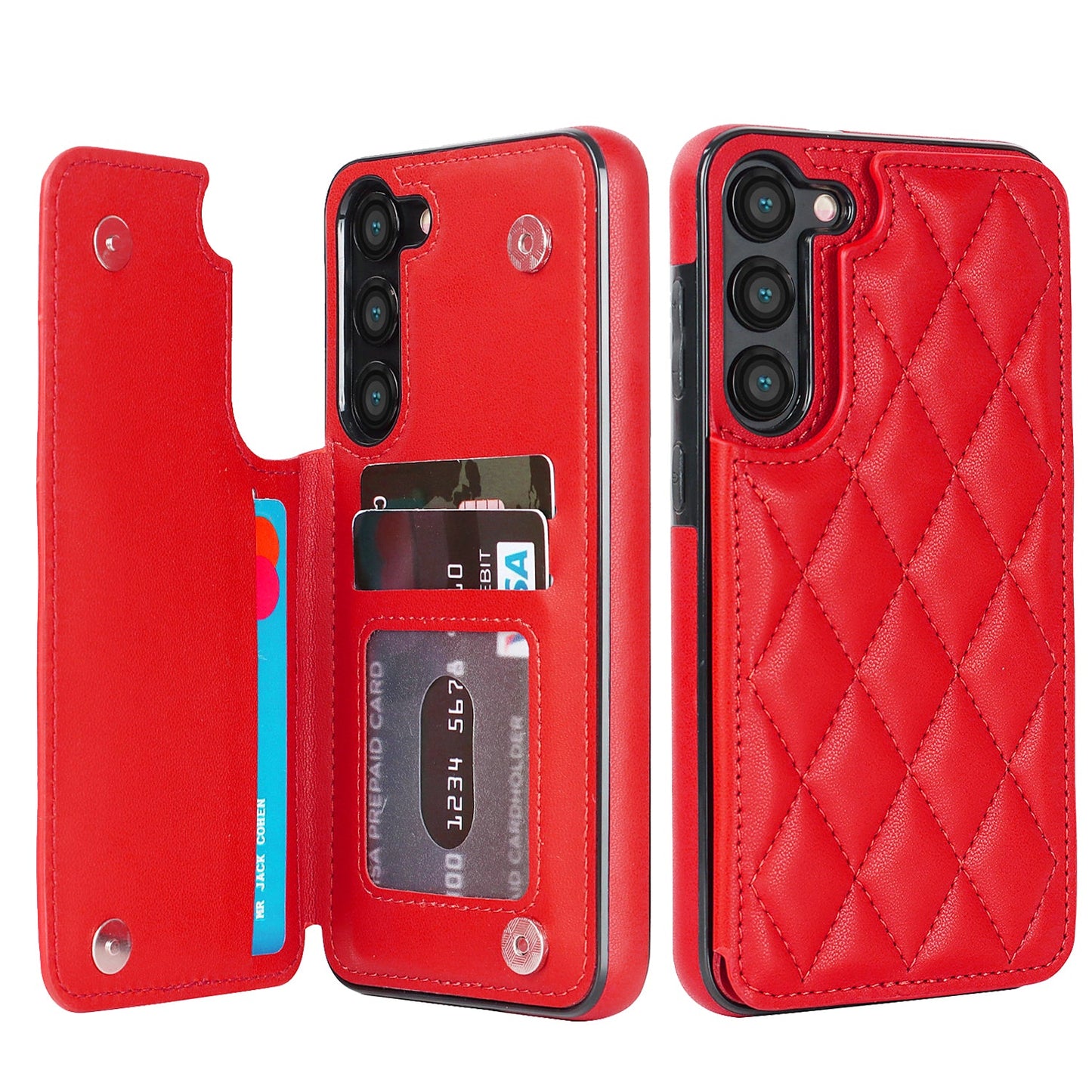 RFID Blocking Quilted Leather Wallet Case for Samsung Galaxy S25+