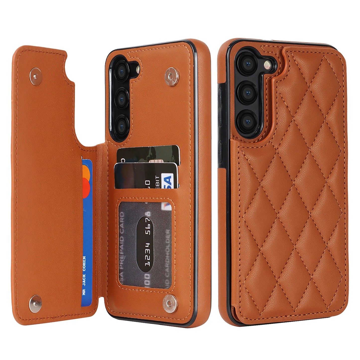 RFID Blocking Quilted Leather Wallet Case for Samsung Galaxy S24